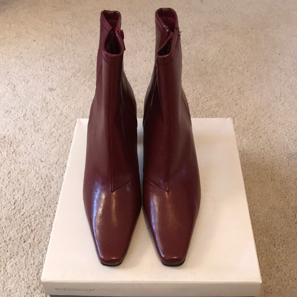 Red ankle boots